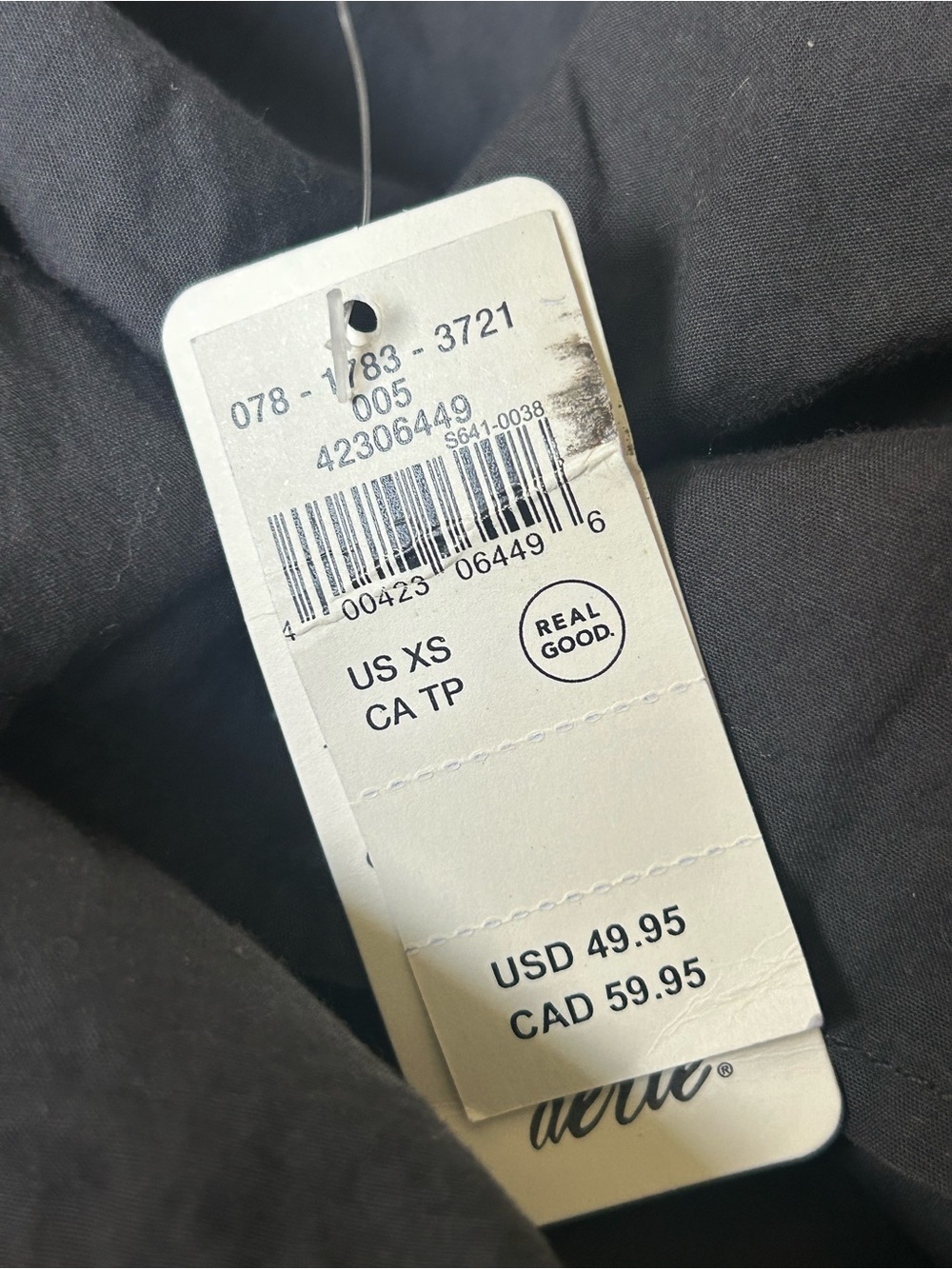 NWT Aerie Black Peasant Tie-Front Blouse - Picture 9 of 9